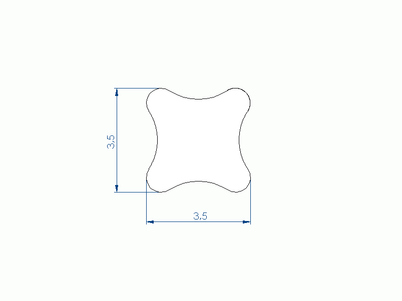 Perfil de Silicona P95308AA - formato tipo D - forma irregular