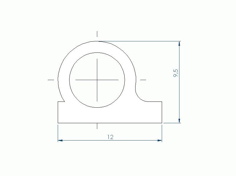 Perfil de Silicona P96047D - formato tipo Perfil de Silicona plano con Burbuja - forma irregular