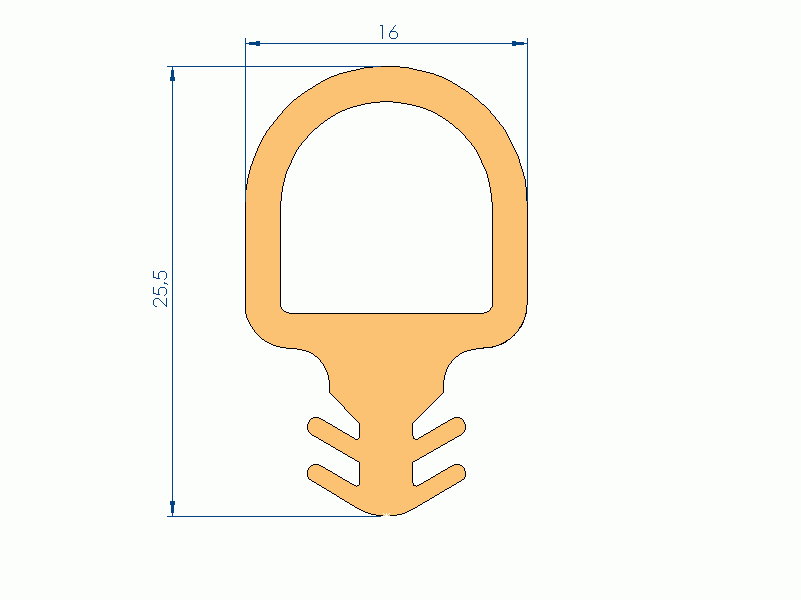 Perfil de Silicona P96182U - formato tipo Doble Agujero - forma irregular