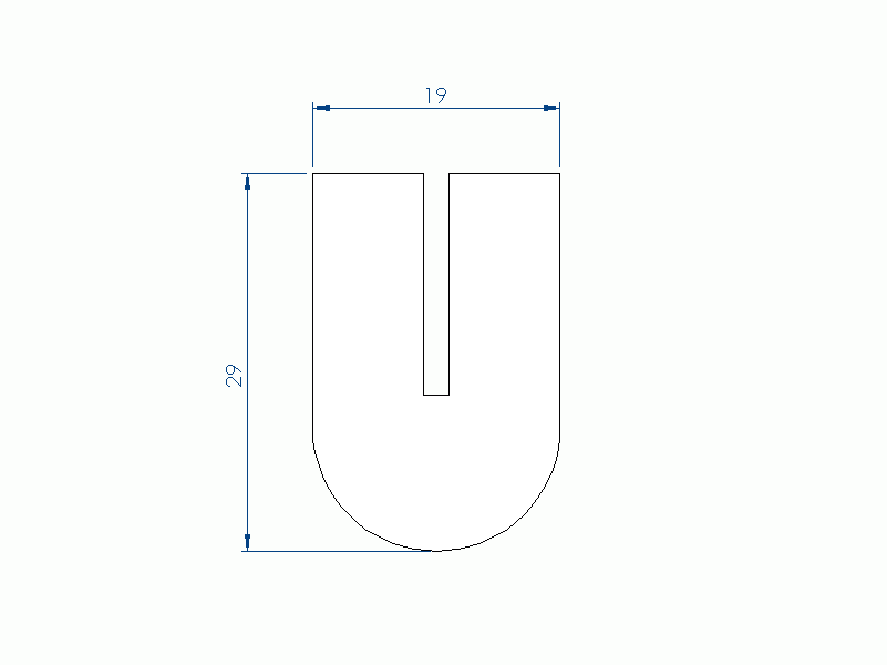 Perfil de Silicona P96226A - formato tipo U - forma irregular