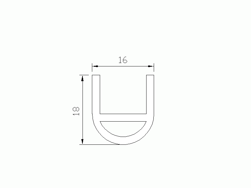 Perfil de Silicona P965A10 - formato tipo U - forma irregular