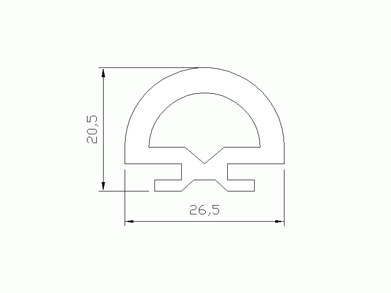 Perfil de Silicona P965A14 - formato tipo Lampara - forma irregular