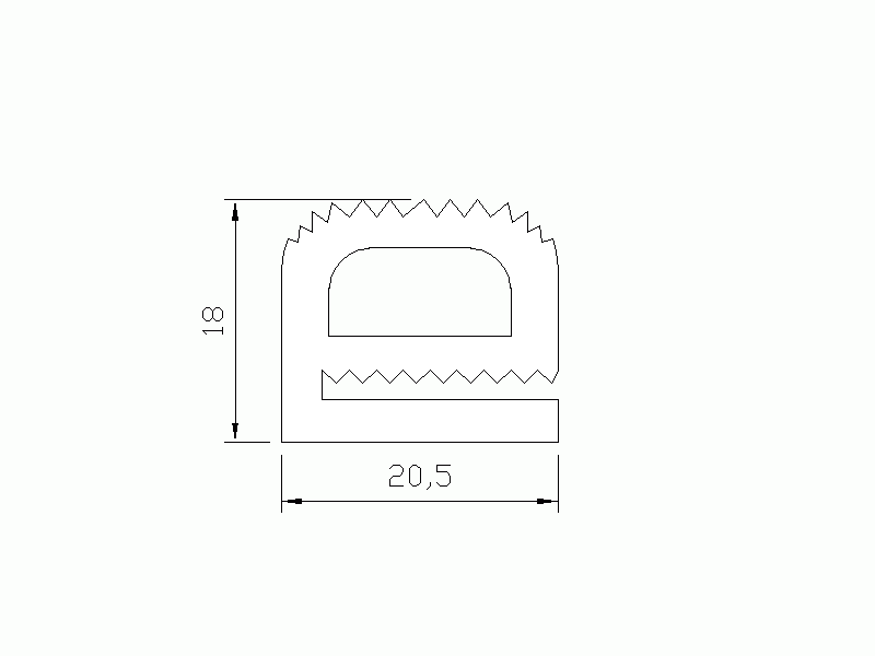 Perfil de Silicona P965A3 - formato tipo e - forma irregular