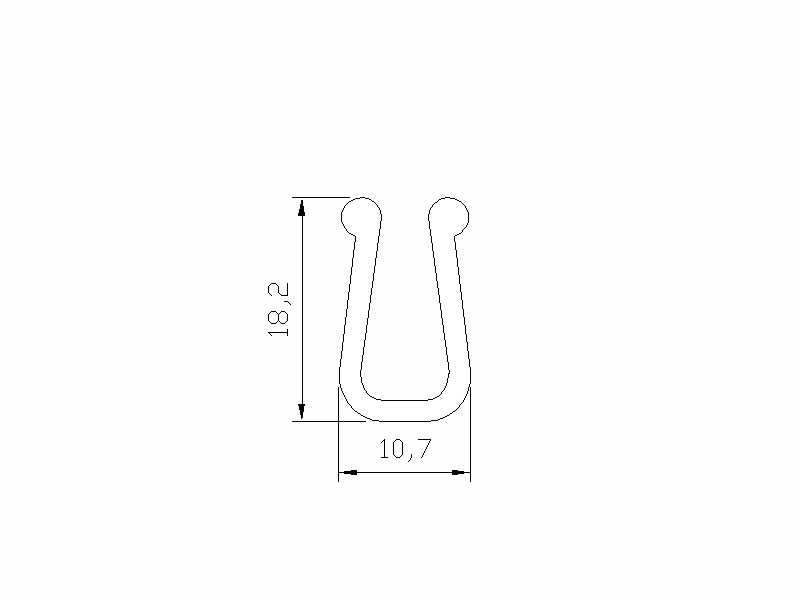 Perfil de Silicona P965AR - formato tipo U - forma irregular