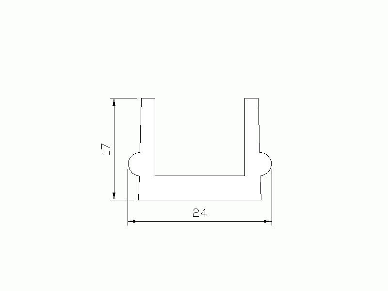 Perfil de Silicona P965BD - formato tipo U - forma irregular