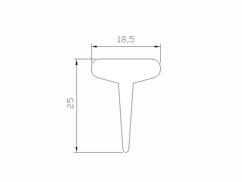 Perfil de Silicona P965CB - formato tipo T - forma irregular