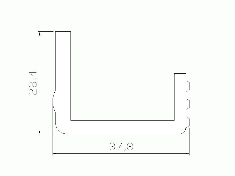 Perfil de Silicona P965CD - formato tipo U - forma irregular