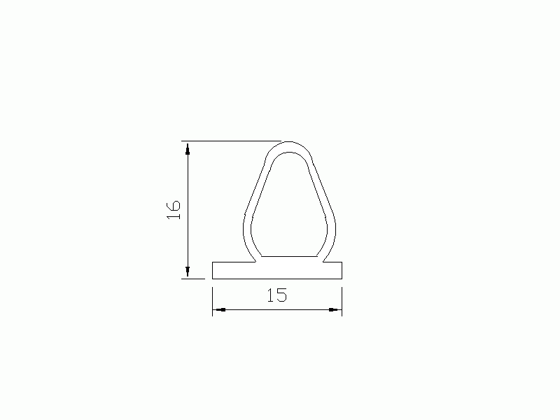 Perfil de Silicona P965D - formato tipo Perfil de Silicona plano con Burbuja - forma irregular