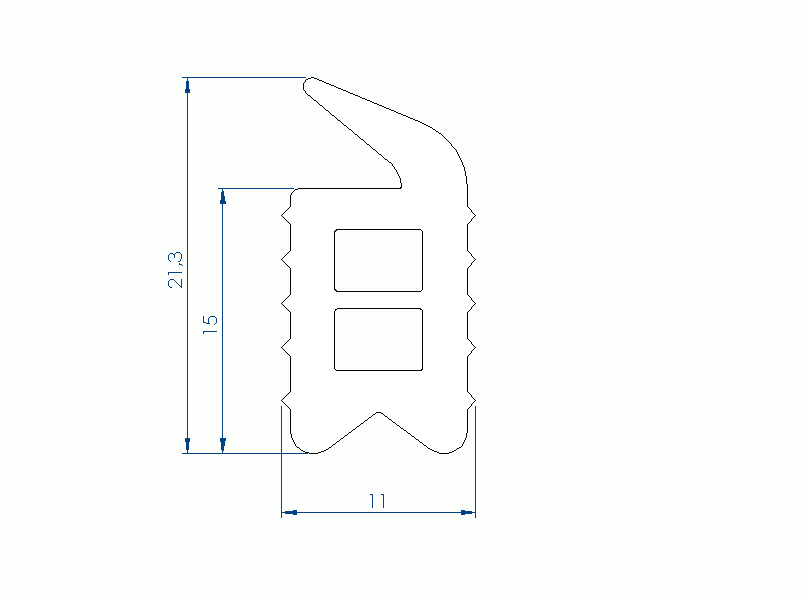 Perfil de Silicona P96913AO - formato tipo Labiado - forma irregular