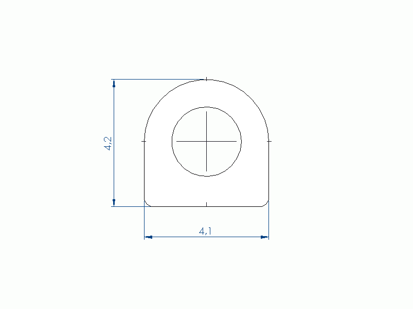 Perfil de Silicona P96913BU - formato tipo D - forma irregular