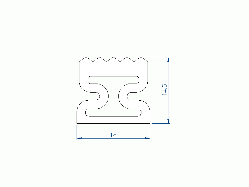 Perfil de Silicona P97279CM - formato tipo D - forma irregular