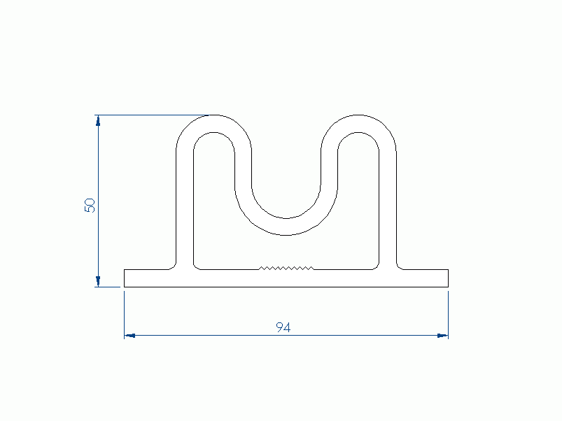 Perfil de Silicona P97279IO - formato tipo Doble Agujero - forma irregular