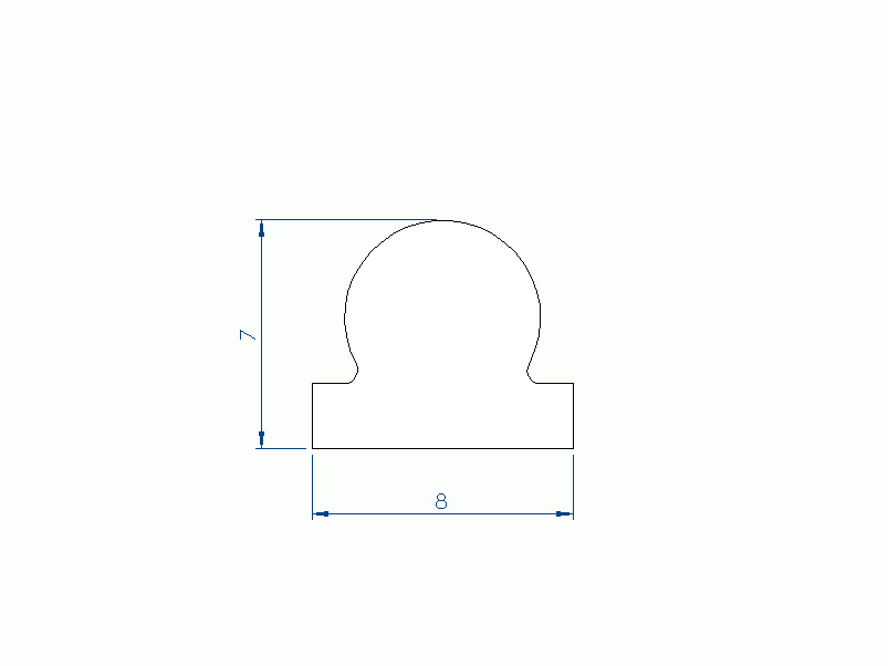 Perfil de Silicona P97320B - formato tipo Perfil de Silicona plano con Burbuja - forma irregular