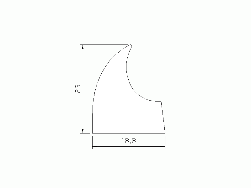 Perfil de Silicona P974B - formato tipo Labiado - forma irregular