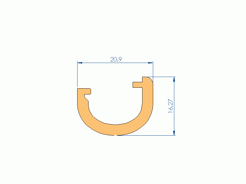 Perfil de Silicona P97897Z - formato tipo U - forma irregular