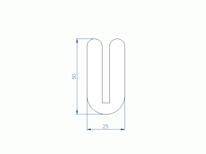 Perfil de Silicona P98118K - formato tipo U - forma irregular