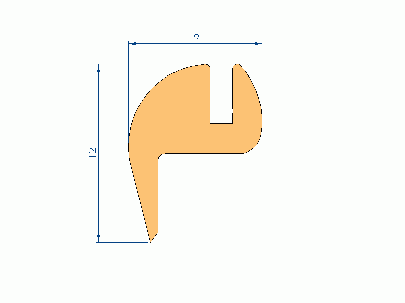 Perfil de Silicona P99096C - formato tipo Labiado - forma irregular