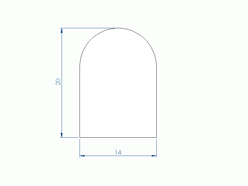 Perfil de Silicona PE1228DO - formato tipo D - forma irregular