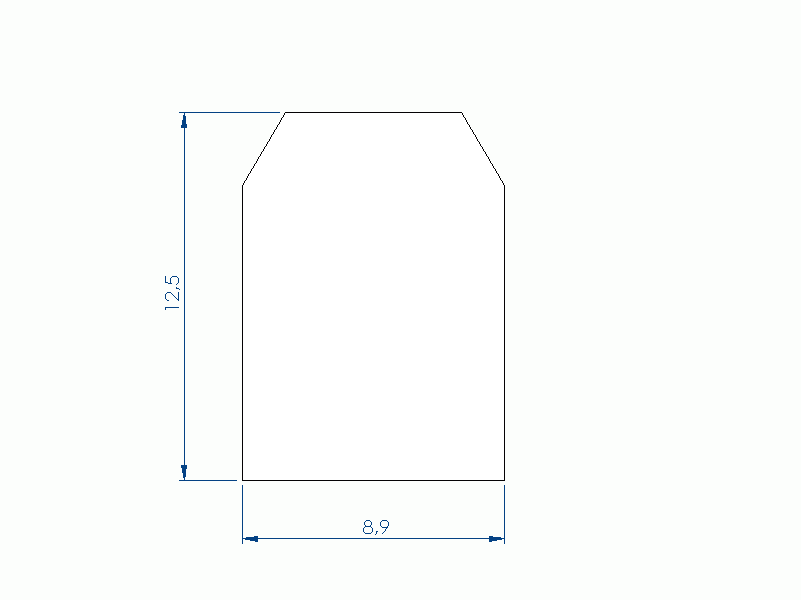 Perfil de Silicona PE94958F - formato tipo Trapecio - forma irregular