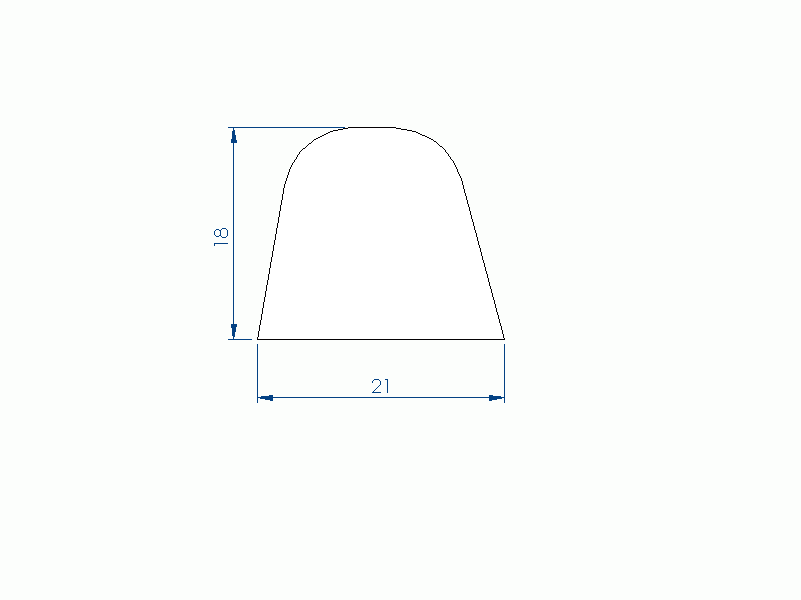 Perfil de Silicona PEWH16H96376B - formato tipo D - forma irregular