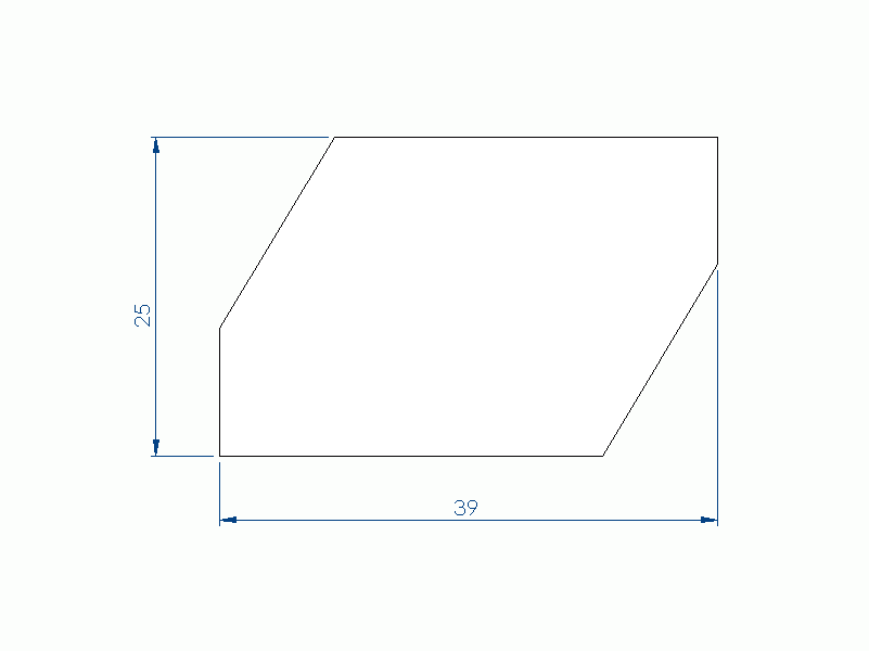Perfil de Silicona PEWH25H10822DT - formato tipo Trapecio - forma irregular