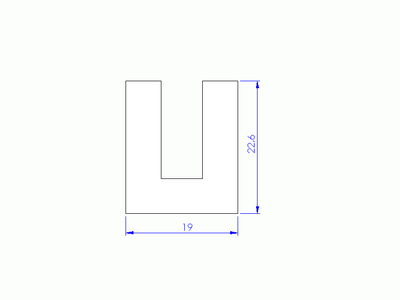 Perfil de Silicona PEWH25H213A - formato tipo U - forma irregular