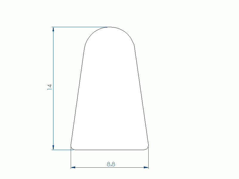 Perfil de Silicona PEWH25H93493F - formato tipo D - forma irregular