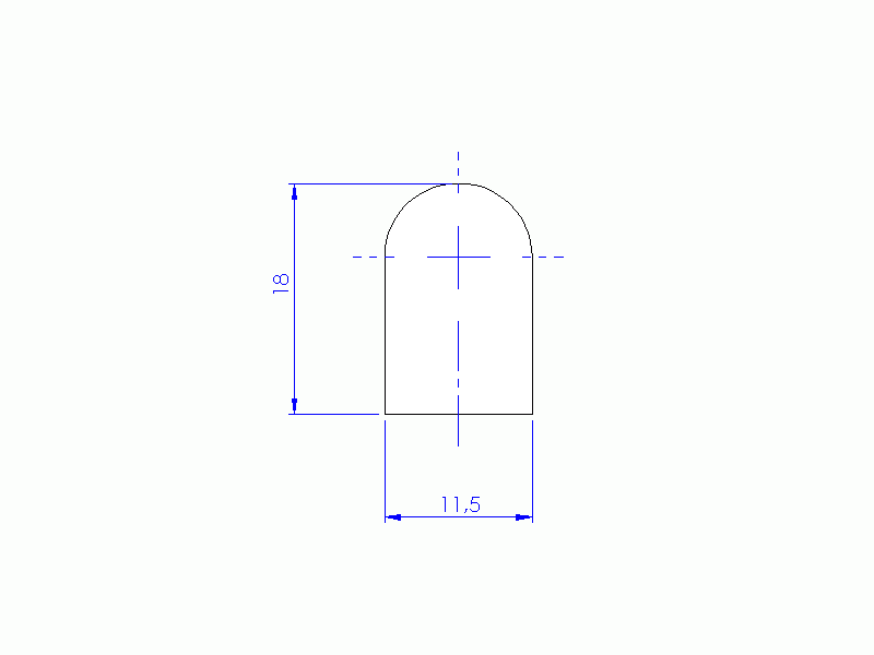 Perfil de Silicona PSEH91980 - formato tipo D - forma irregular