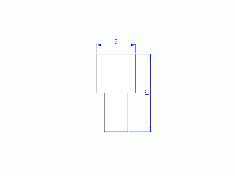 Perfil de Silicona PSRT60H1313D - formato tipo T - forma irregular