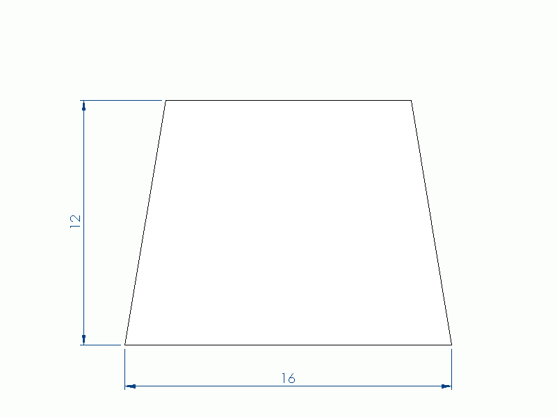 Perfil de Silicona PSWH60H95366C - formato tipo Trapecio - forma irregular