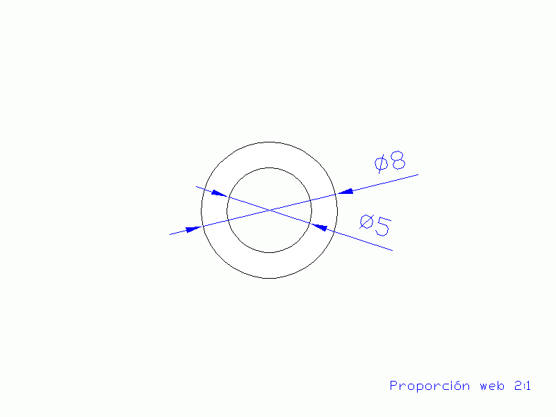 Perfil de Silicona TS400805 - formato tipo Tubo - forma de tubo