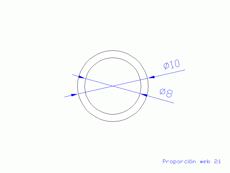 Perfil de Silicona TS401008 - formato tipo Tubo - forma de tubo