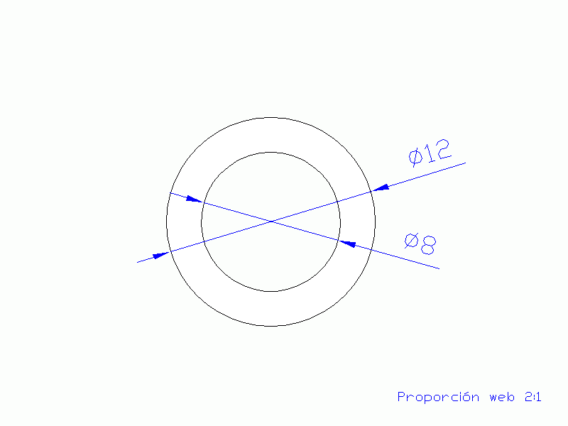 Perfil de Silicona TS401208 - formato tipo Tubo - forma de tubo