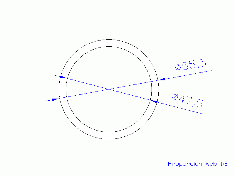 Perfil de Silicona TS4055,547,5 - formato tipo Tubo - forma de tubo