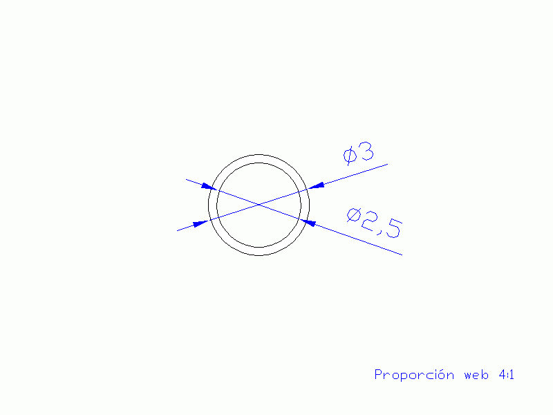 Perfil de Silicona TS500302,5 - formato tipo Tubo - forma de tubo