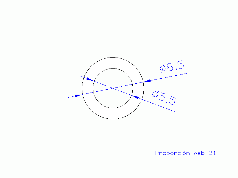 Perfil de Silicona TS5008,505,5 - formato tipo Tubo - forma de tubo