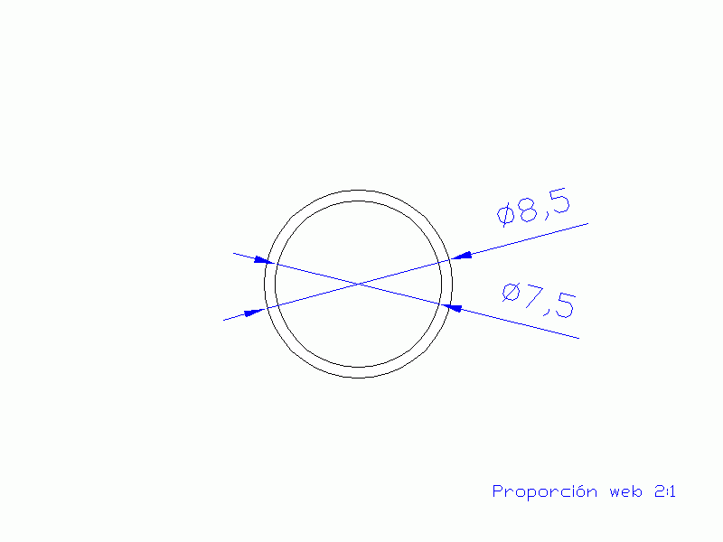 Perfil de Silicona TS5008,507,5 - formato tipo Tubo - forma de tubo