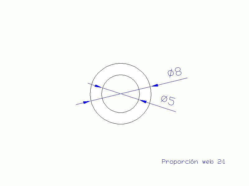 Perfil de Silicona TS500805 - formato tipo Tubo - forma de tubo