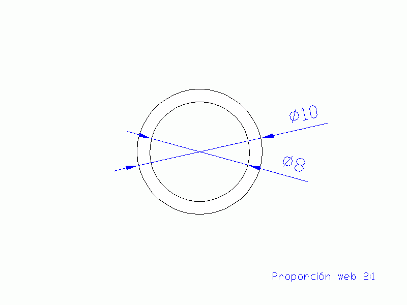 Perfil de Silicona TS501008 - formato tipo Tubo - forma de tubo