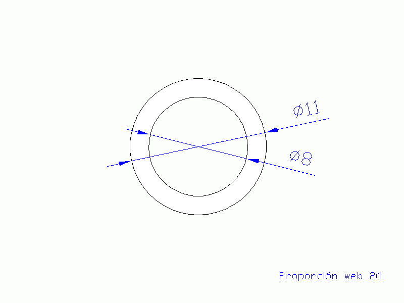 Perfil de Silicona TS501108 - formato tipo Tubo - forma de tubo