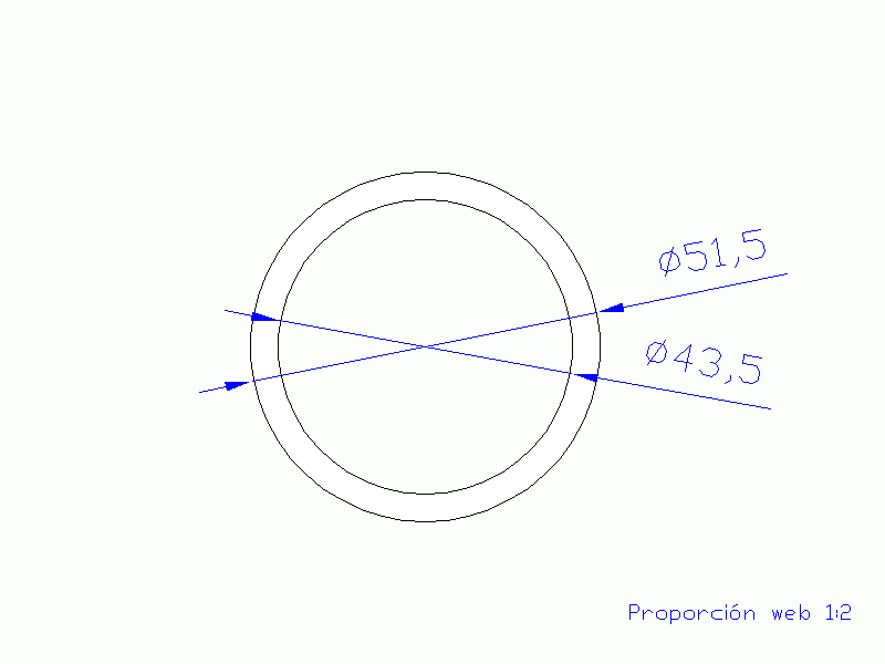 Perfil de Silicona TS5051,543,5 - formato tipo Tubo - forma de tubo