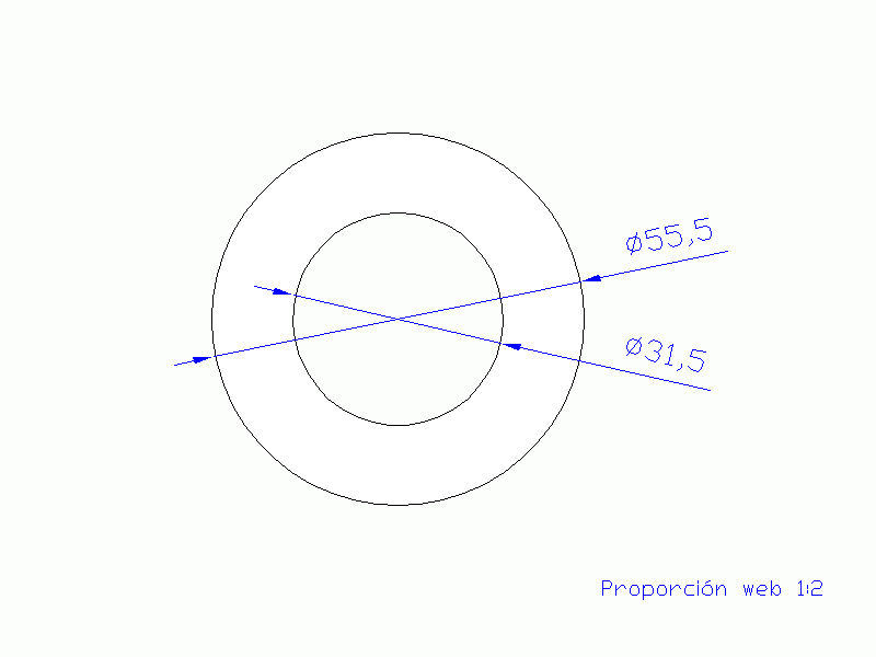 Perfil de Silicona TS5055,531,5 - formato tipo Tubo - forma de tubo