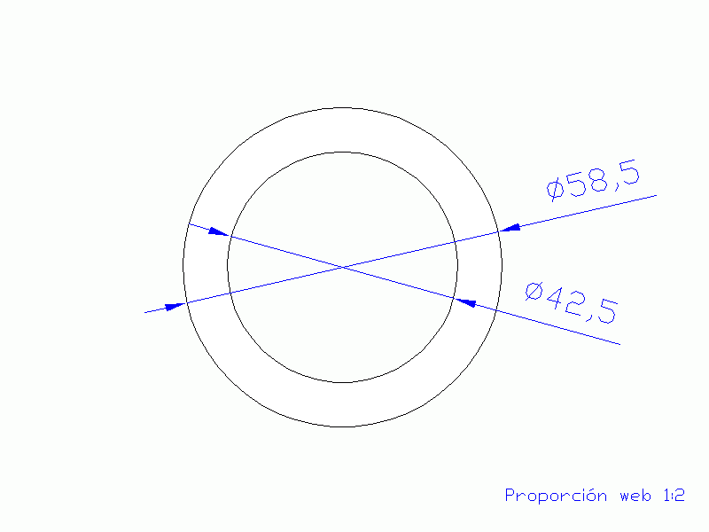 Perfil de Silicona TS5058,542,5 - formato tipo Tubo - forma de tubo