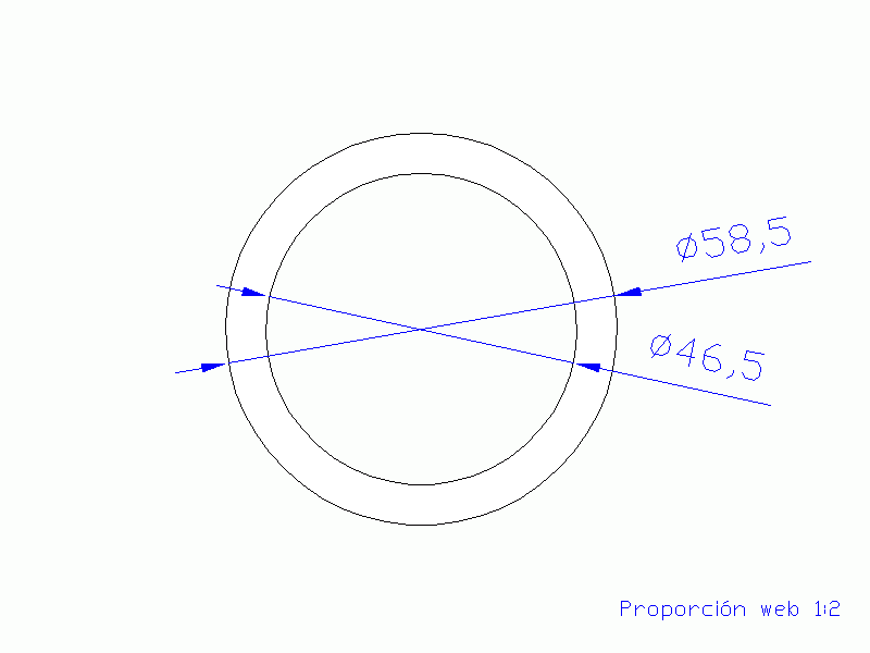 Perfil de Silicona TS5058,546,5 - formato tipo Tubo - forma de tubo