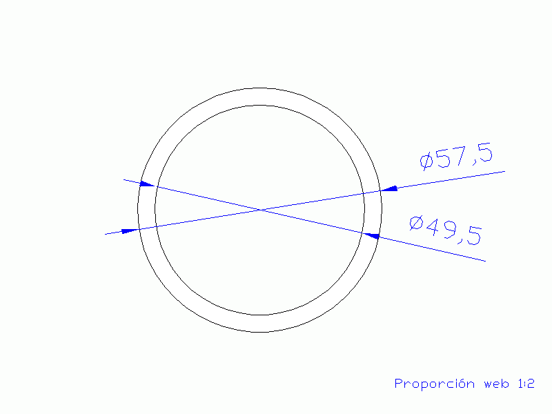Perfil de Silicona TS6057,549,5 - formato tipo Tubo - forma de tubo