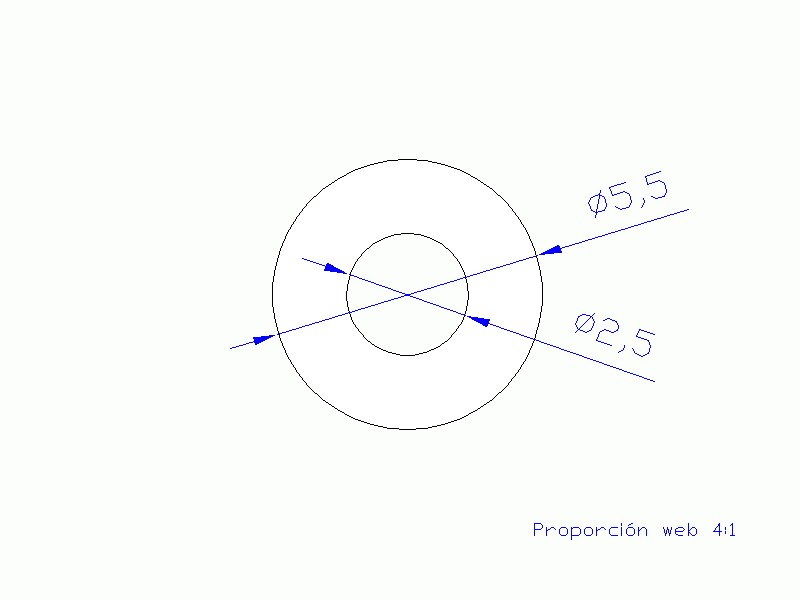 Perfil de Silicona TS8005,502,5 - formato tipo Tubo - forma de tubo