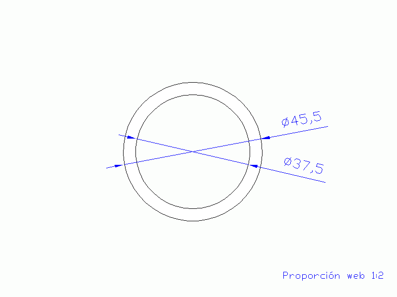 Perfil de Silicona TS8045,537,5 - formato tipo Tubo - forma de tubo