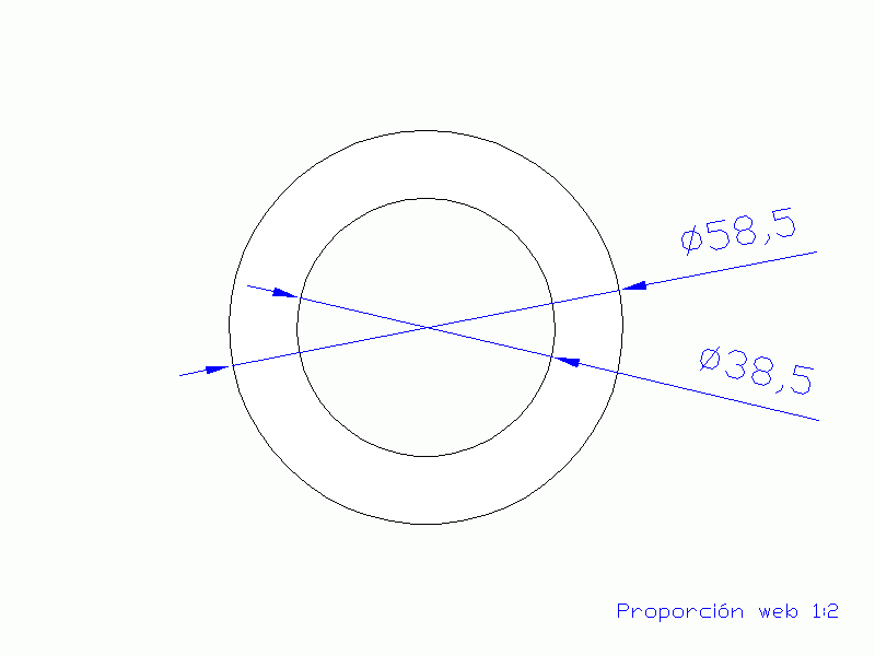 Perfil de Silicona TS8058,538,5 - formato tipo Tubo - forma de tubo