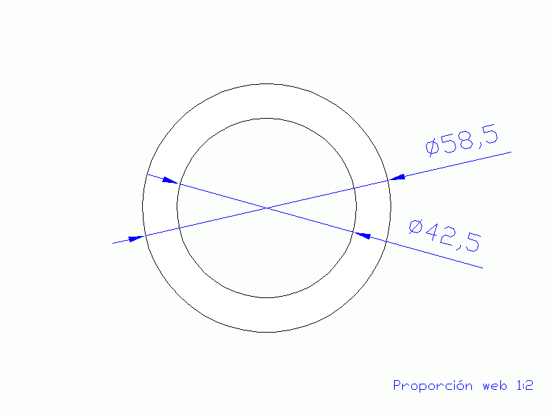 Perfil de Silicona TS8058,542,5 - formato tipo Tubo - forma de tubo