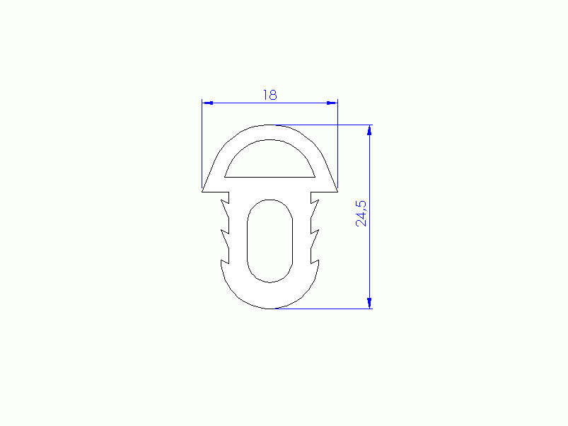 Profil en Silicone P10196C - format de type Double Trou - forme irrégulier